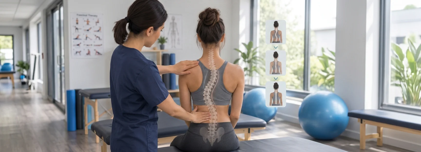 Physiotherapist performing manual back therapy for scoliosis treatment at Physio Care Dubai