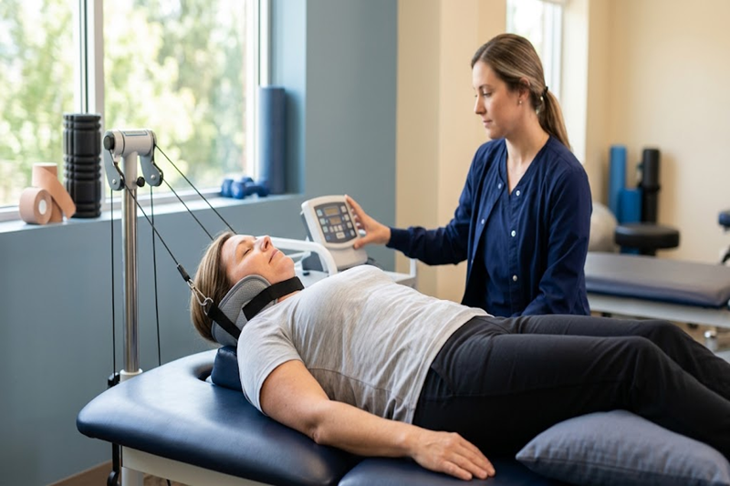 Traction for muscle spasm and spinal soreness