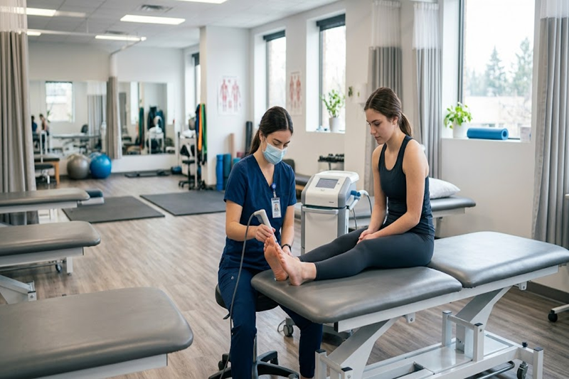 Shockwave therapy physiotherapy at PhysiCare Dubai — clinic