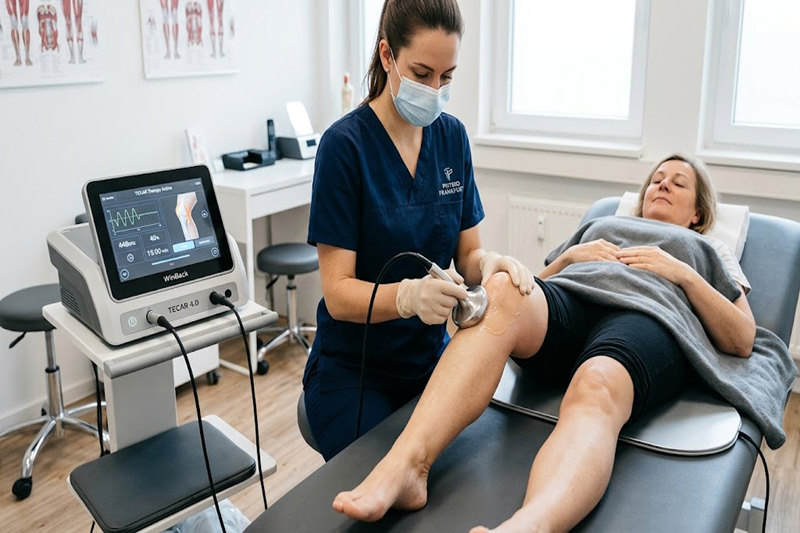TECAR therapy clinic equipment as part of physiotherapy rehabilitation