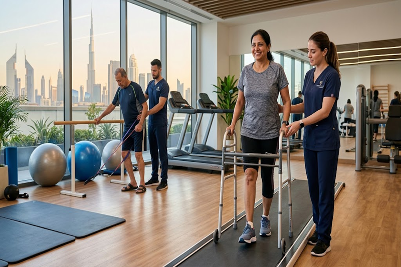 Rehabilitation gym equipment used in knee and hip replacement physiotherapy