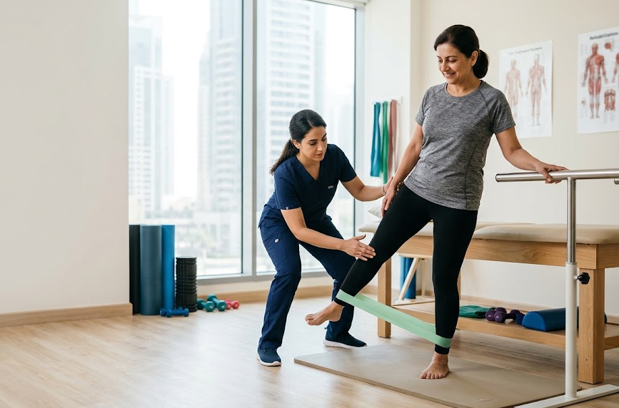 Therapeutic exercises during physiotherapy rehabilitation